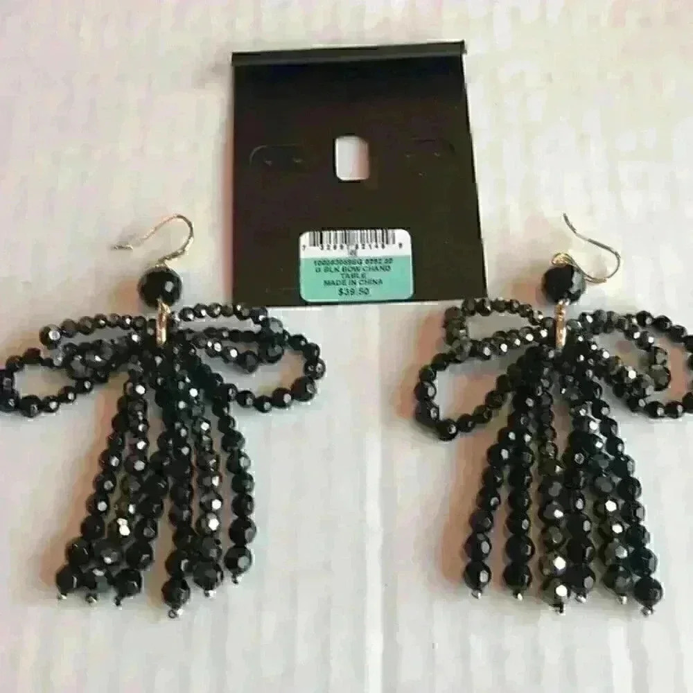 INC new Gold Tone Beaded Bow chandelier Ea… - Picture 6 of 8